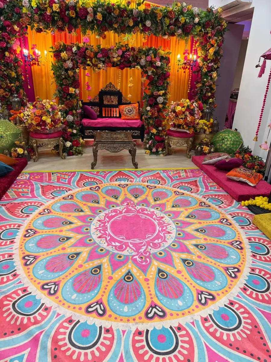 Colourful Mehndi stage